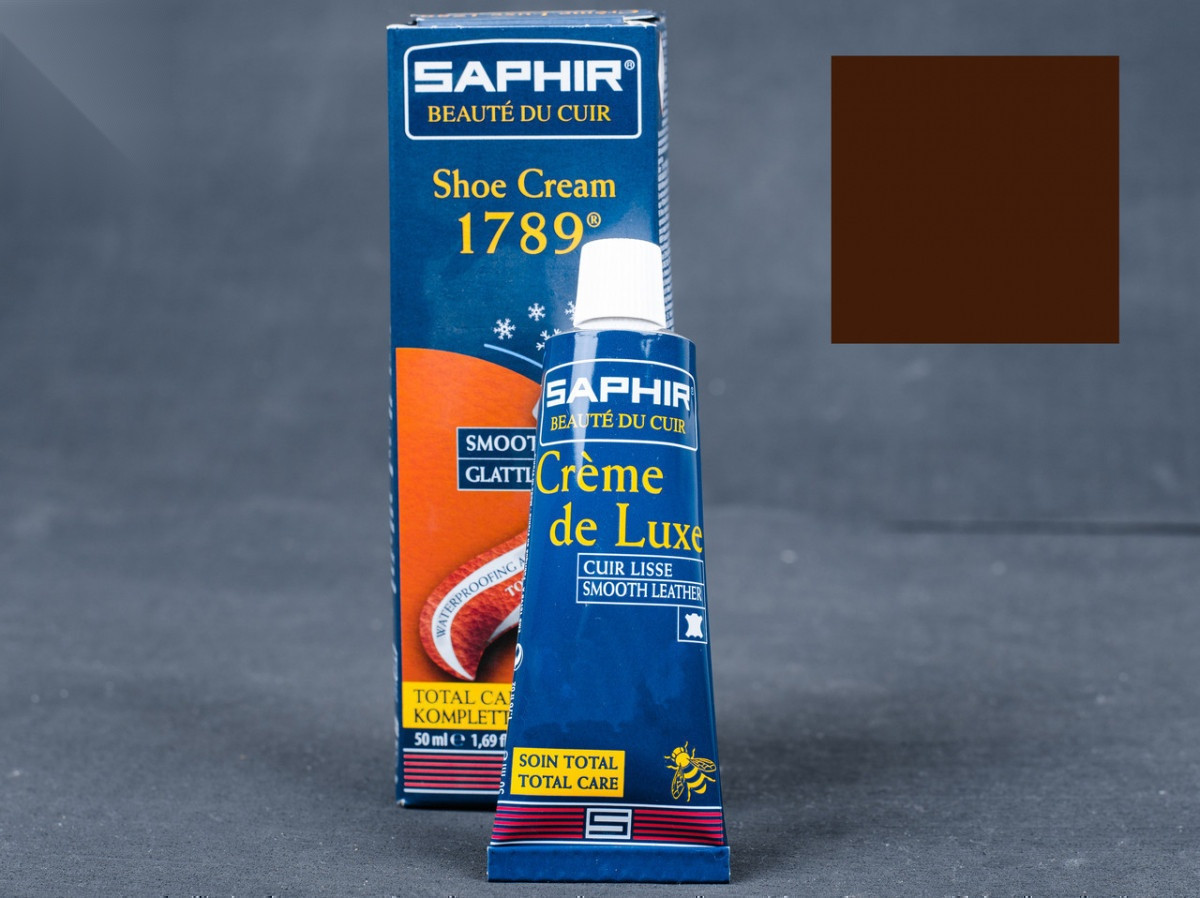 Водовідштовхуючий крем для взуття Saphir Creme De Luxe 1789, кол. середньо-коричневий (37), 50 мл