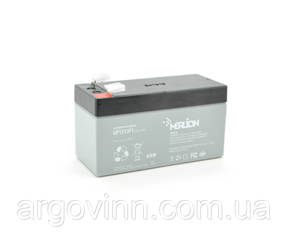 Акумуляторна батарея MERLION AGM GP1213F1 12 V 1,3Ah (97 x 44 x 50 (55)), 0.56 kg Q20