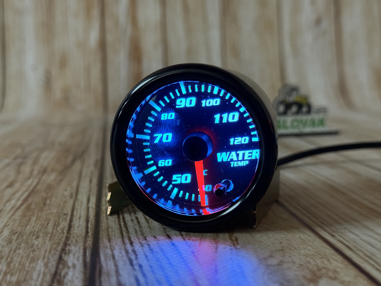 Покажчик температури води стрілковий Ket Gauge 1816 LED діодний Ø 52мм прилад датчик (Чорний корпус), фото 1