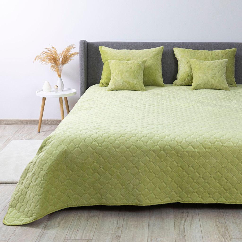 Покривало ТЕП "VELOUR" 150*210 см (Салатовий/Ромб круглий)