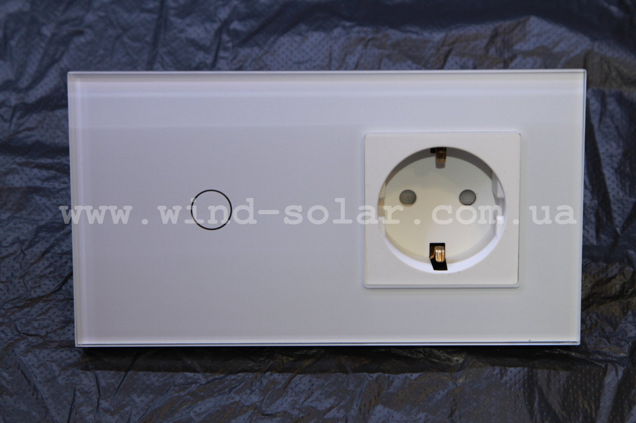 Сенсорный выключатель с розеткой 1 линия 300вт, закаленное стекло, 3 цвета Smart Home - фото 2 - id-p427005354