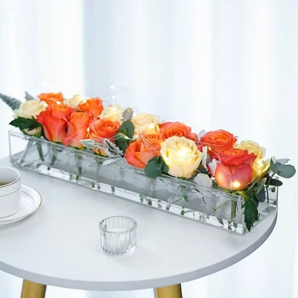 Акрилова ваза для квітів, декоративна ваза на 18 отворів 45 х 6,7 х 10 см, фото 1