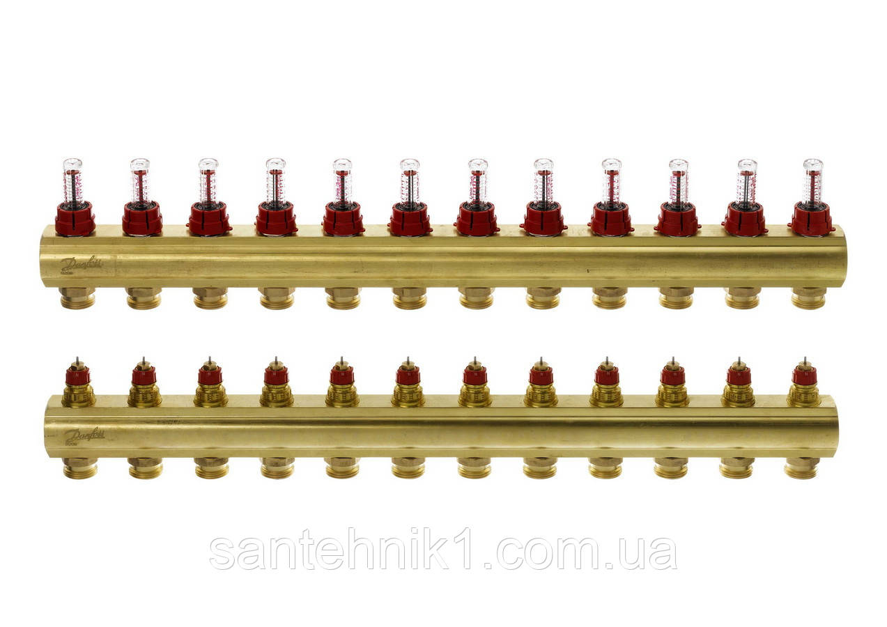 Розподільний колектор Danfoss FHF-12F, з витратами на 12 виходів. Арт. 088U0532