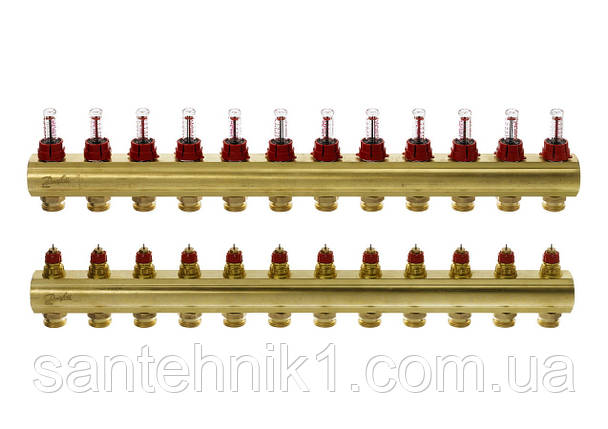 Розподільний колектор Danfoss FHF-12F, з витратами на 12 виходів. Арт. 088U0532, фото 1