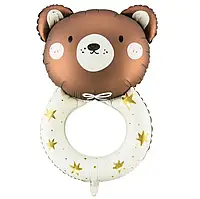 Фольгована велика повітряна куля для новонароджених, Брязкальце Ведмедик, 86Х58 см