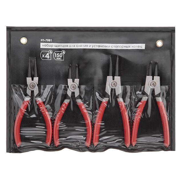 Набiр щипців для зняття і встановлення стопорних кілець 150 мм, 4 шт INTERTOOL HT-7001, фото 1