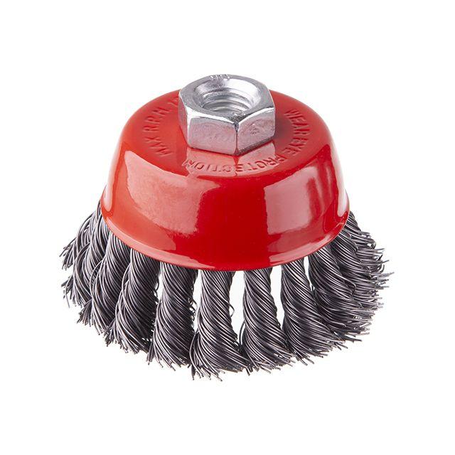 Щітка чашкова 85 мм, для КШМ, М14 (пучки крученого дроту) INTERTOOL BT-2085, фото 1