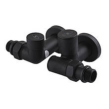 Набір Кран вентильний кутовий з американкою SOLOMON LUX 1/2<unk> 7777 TEN (2 шт.) BLACK