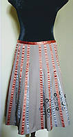 Юбка из льна цвета беж с оранжевыми лентами 36 38 Solar