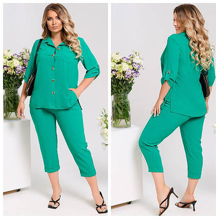 Елегантний жіночий костюм, тканина "Жатка" розмір 52, фото 1