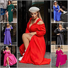 Легке довге плаття на запах із софту можна регулювати декольте великі розміри