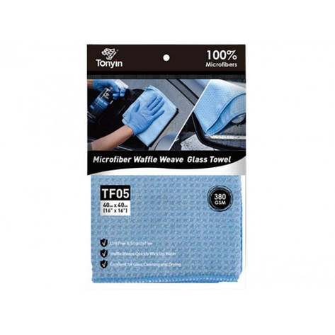 Серветка для скла Tonyin Waffle glass clean towel 40*40 (300г/м2), фото 1