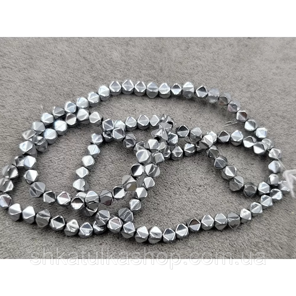 Намистини гематит ліхтарик 3*3,2мм, 122шт колір сталь, фото 1