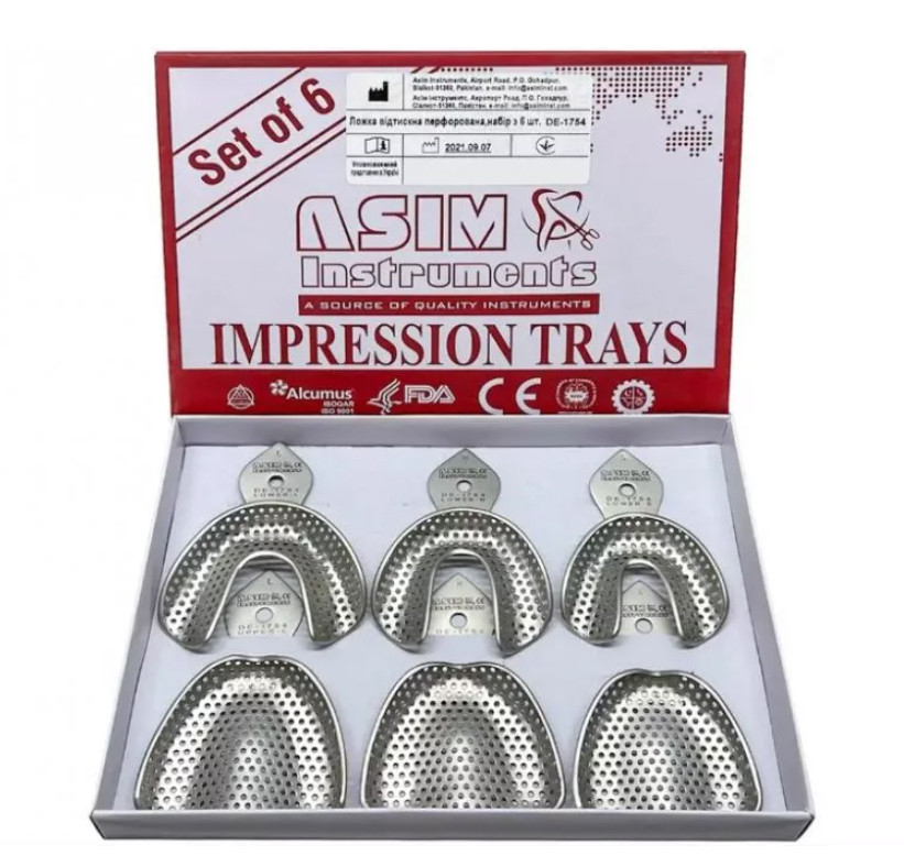 Набір перфорованих сліпочних ложок для беззубої щелепи DE-1754