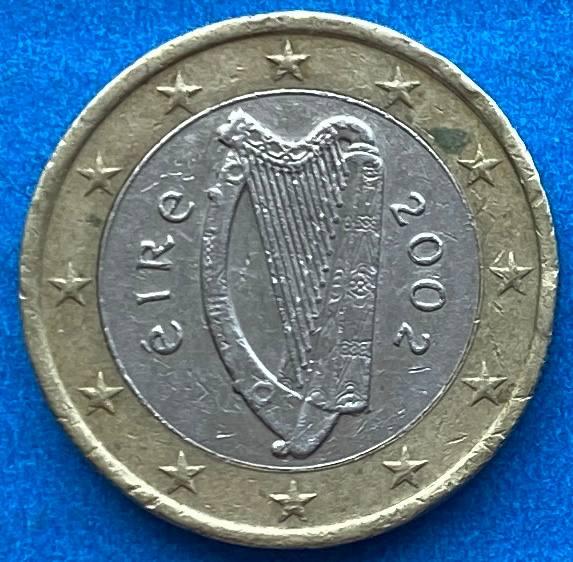 Монета Ірландії 1 євро 2002 р., фото 1
