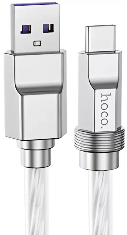 Кабель Hoco U113 Solid silicone Type-C 100W (Срібний)