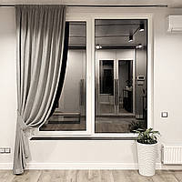 Штора на тасьмі 1 шт. з підхватом ширина-150 висота-250 мікровелюр Сірий