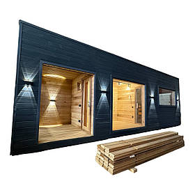 Мобільна сауна з панорамними вікнами 8,0х2,6м Gartensauna-34 від Thermowood Production