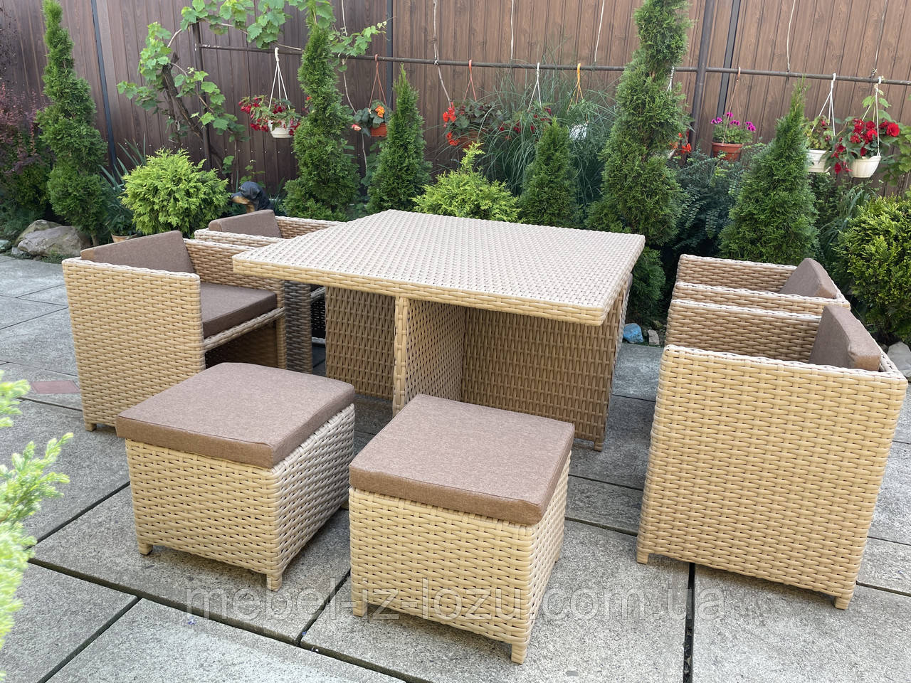Набір з ротангу на 8-осіб Трансформер Бежевий, фото 1