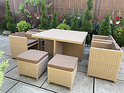 Набір з ротангу на 8-осіб Трансформер Бежевий