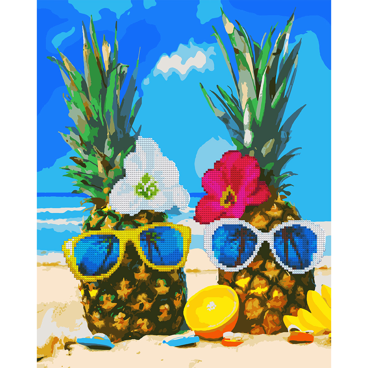 Картина за номерами з алмазною мозаїкою SANTI Ананасова екзотика, 40*50 см., фото 1