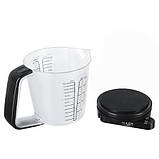 Ваги кухонні з чашею Adler AD 3178 до 5кг. Мірна склянка 1,2л. Чорні, фото 3