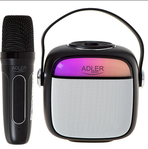 Міні караоке колонка з мікрофоном Adler AD 1199 USB-заряджання, SD-карта, USB, AUX та Bluetooth 5.1 Чорна