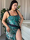 Суцільний мармуровий зелений купальник великих розмірів, фото 4