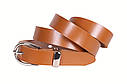 Жіночий вузький ремінь з натуральної шкіри кт220732 рудий, фото 6