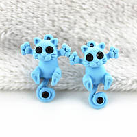 Сережки з котами 2 см блакитний