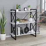 Стелаж Скіф 3-920 LD Орех Модена для будинку і офісу. Книжкова етарка для будинку у стилі лофт, фото 5