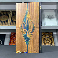 Нарди дерев'яні подарункові 48х24 см з голубої епоксидної смоли, фото 2