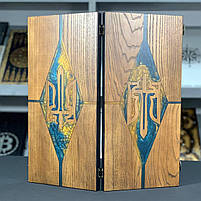 Нарди дерев'яні подарункові 48х24 см з голубої епоксидної смоли, фото 3