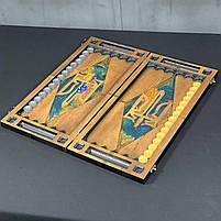 Нарди дерев'яні подарункові 48х24 см з голубої епоксидної смоли, фото 6