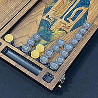 Нарди дерев'яні подарункові 48х24 см з голубої епоксидної смоли, фото 8