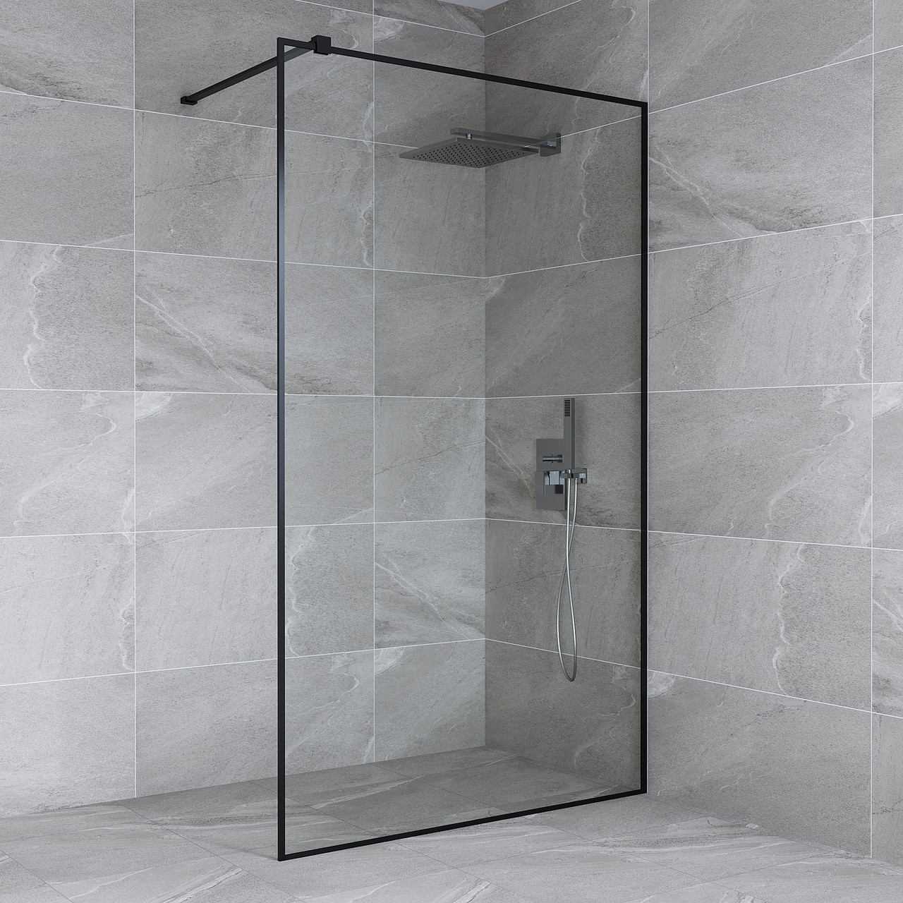 Перегородка для душа 2000*600мм Loft скляна прозора, зі штангою, фото 1