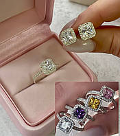 Набір пусети та каблучка (різні кольори)