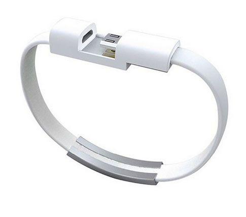 Кабель-браслет на руку USB-MicoUSB 22 см БІЛИЙ SKU0000480
