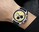 Чоловічий кварцовий годинник з хронографом і датою Skmei 9318BEBK Beige-Black, фото 4