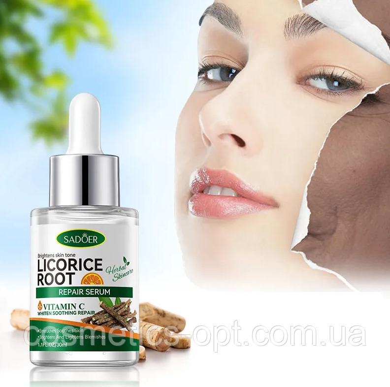 Протизапальна зволожуюча освітлююча есенція Sadoer Licorice Root, 30 ml, фото 1
