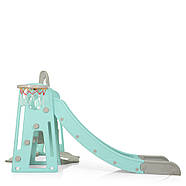 Гірка з гойдалкою Bambi YG2020-1-4 та баскетбольним кільцем Сіро-блакитна (Ш120-г175-в106см), фото 2