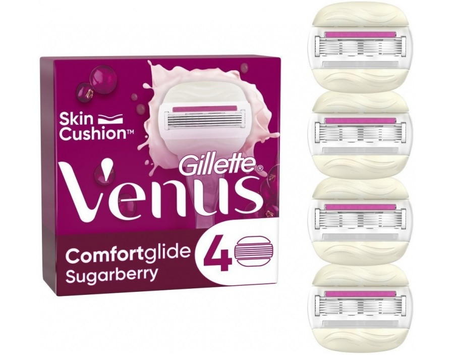 Змінні касети для гоління Gillette Venus ComfortGlide з запахом солодких ягід 4 шт, фото 1