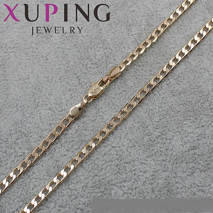 Цепочка Xuping Jewerly длина 50 см ширина 3 мм медицинское золото панцирное плетение застёжка карабин, фото 1