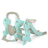 Гірка з гойдалкою Bambi YG2020-2-4 та баскетбольним кільцем Сіро-м'ятний (Ш120-г175-в106см), фото 6