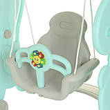 Гірка з гойдалкою Bambi YG2020-2-4 та баскетбольним кільцем Сіро-м'ятний (Ш120-г175-в106см), фото 7