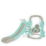 Гірка з гойдалкою Bambi YG2020-2-4 та баскетбольним кільцем Сіро-м'ятний (Ш120-г175-в106см), фото 8