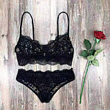Гарний мереживний комплект чорний — XS-S — Еротична білизна, фото 5