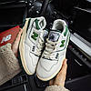 Чоловічі кросівки New Balance 550 White Green (Білі з зеленим) Взуття Нью Беланс 550 шкіряні демісезоні, фото 8
