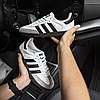 Жіночі кросівки Adidas Samba Vegan White Gray кеди Адідас Самба білі з сірим низькі, фото 6