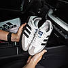 Жіночі кросівки Adidas Samba Vegan White Gray кеди Адідас Самба білі з сірим низькі, фото 4